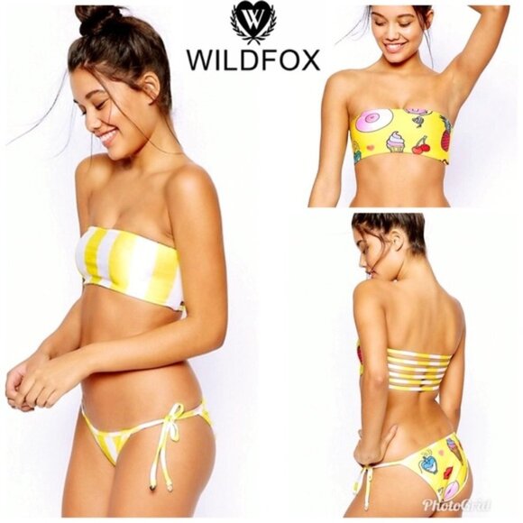 NWT Wildfox Emoji Reversible Bandeau Bikini Top Sz. XS - Picture 1 of 2